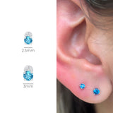 Blue Topaz Cartilage Flat Back Earring