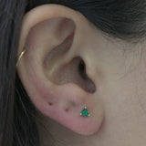 Triangle Cut Emerald Flat Back Stud