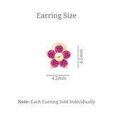 Ruby Flower Flat Back Stud