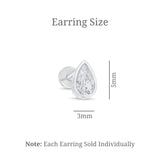 Bezel Set Pear Cubic Zirconia Flat Back Earring