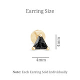 Triangle Cut Black Onyx Flat Back Stud