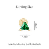 Triangle Cut Emerald Flat Back Stud