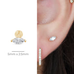 Yellow Gold Diamond Marquise Flat Back Earring