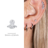 White Gold Diamond Marquise Flat Back Earring