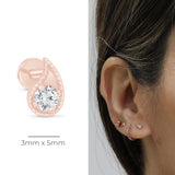 Diamond Paisley Flat Back Stud Milgrain Set in Solid 14k Rose Gold