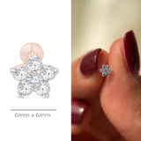 Six Round Diamond Flower Flat Back Stud in Solid 14k Rose Gold