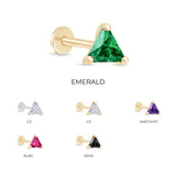 Triangle Cut Cubic Zirconia Flat Back Stud