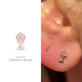 Diamond Heart Cupid's Arrow Flat Back Stud