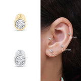Gemstone Flat Back Stud Bezel Set in Solid 14k White Gold