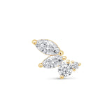 Marquise Angel Wing Flat Back Stud in Solid 14k Yellow Gold