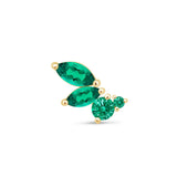 Green Emerald Marquise Wing Flat Back Stud in Solid 14k Yellow Gold