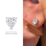 White Gold Heart Flat Back Stone Stud Earring