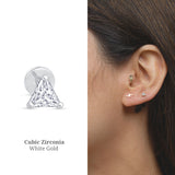 Triangle Cut Cubic Zirconia Flat Back Stud