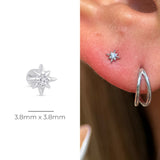 Tiny Starburst 14k Gold Flat Back Earring