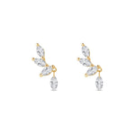 Yellow Gold Marquise Dangle Lab Grown Diamond Cluster Stud
