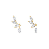 Yellow Gold Marquise Dangle Lab Grown Diamond Cluster Stud