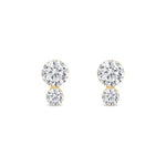 Yellow Gold Double Lab Grown Diamond Flat Back Earring