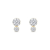 Yellow Gold Double Lab Grown Diamond Flat Back Earring
