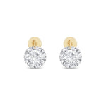 Yellow Gold Floating Lab Grown Diamond Drop Flat Back Earring