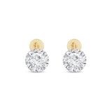 Yellow Gold Floating Lab Grown Diamond Drop Flat Back Earring