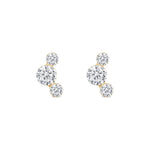 Yellow Gold Trio Round Lab Grown Diamond Crawler Earring