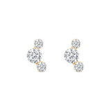 Yellow Gold Trio Round Lab Grown Diamond Crawler Earring
