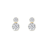 Yellow Gold Double Lab Grown Diamond Flat Back Earring