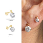Yellow Gold Floating Gemstone Flat Back Drop Earring