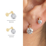 Yellow Gold Floating Gemstone Flat Back Drop Earring