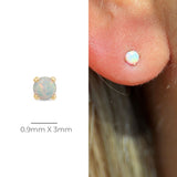 Solid 14k Gold Opal Prong Set Stud Earring