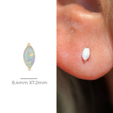 Solid 14k Gold Marquise Opal Stud Earring