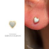 Solid 14k Gold Opal Heart Stud Earring