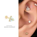 Yellow Gold Trinity Opal Cluster Flat Back Stud