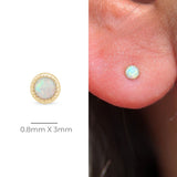 Solid 14k Gold Round Opal Stud Earring