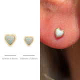 Yellow Gold Opal Heart Flat Back Earring