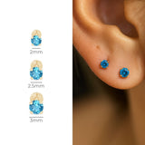 Yellow Gold Blue Topaz Flat Back Earring