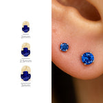 Yellow Gold Blue Sapphire Flat Back Earring