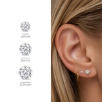 Yellow Gold Round Lab Grown Diamond Flat Back Earring