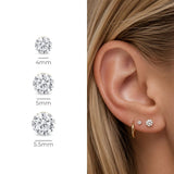 Yellow Gold Round Lab Grown Diamond Flat Back Earring