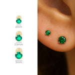 Yellow Gold Emerald Flat Back Threaded Stud Earring