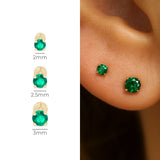 Yellow Gold Emerald Flat Back Threaded Stud Earring