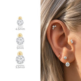 Yellow Gold Floating Lab Grown Diamond Drop Flat Back Earring