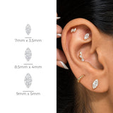 Yellow Gold Marquise Lab Grown Diamond Flat Back Earring
