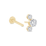 Yellow Gold Trio Round Lab Grown Diamond Crawler Earring