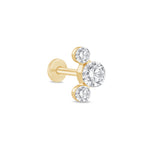 Yellow Gold Trio Round Lab Grown Diamond Crawler Earring