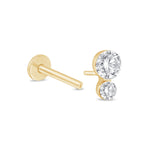 Yellow Gold Double Lab Grown Diamond Flat Back Earring