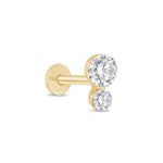 Yellow Gold Double Lab Grown Diamond Flat Back Earring