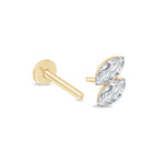 Yellow Gold Dual Marquise Lab Grown Diamond Flat Back Earring