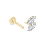 Yellow Gold Dual Marquise Lab Grown Diamond Flat Back Earring
