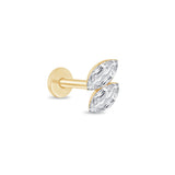 Yellow Gold Dual Marquise Lab Grown Diamond Flat Back Earring